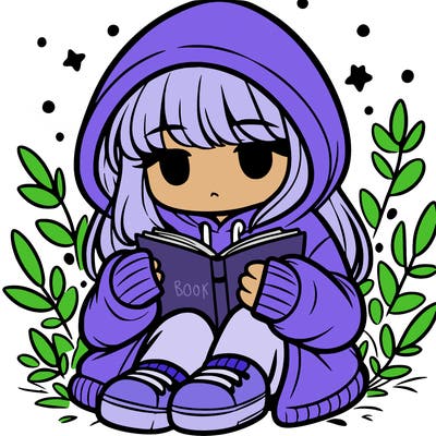 girl in oversized hoodie reading a book