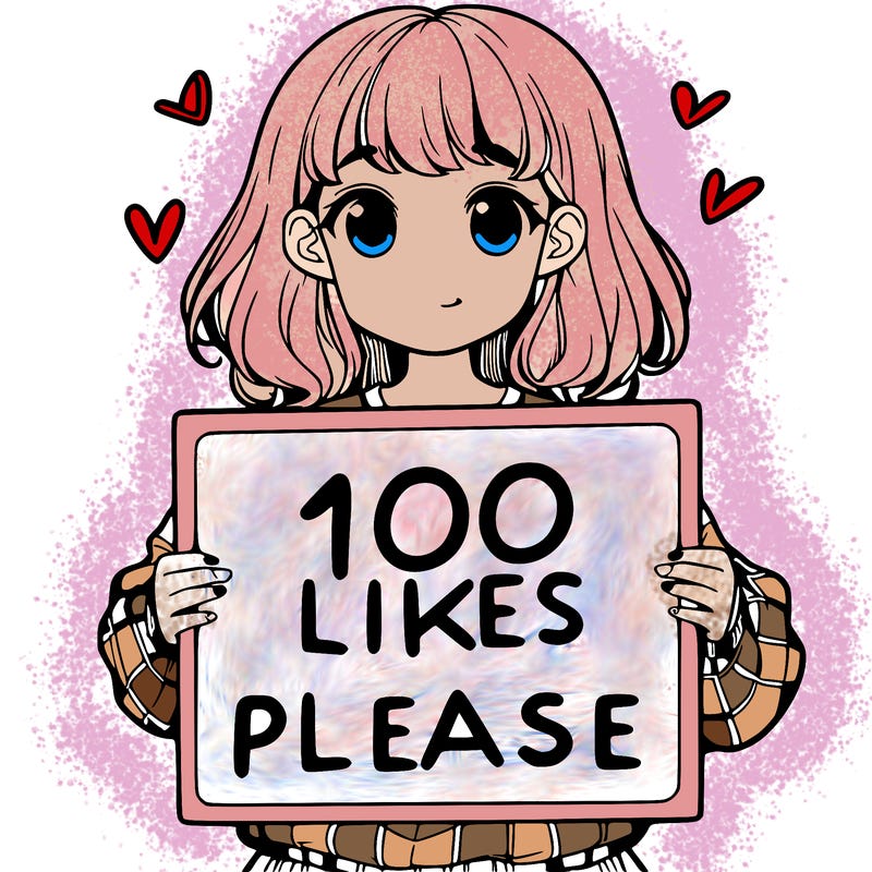a girl holding a sign saying 100 likes please