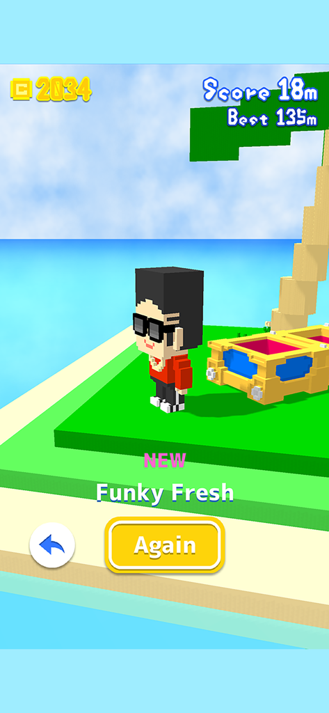 Super Grannies - A blocky voxel-style character named Funky Fresh in the Super Grannies mobile game