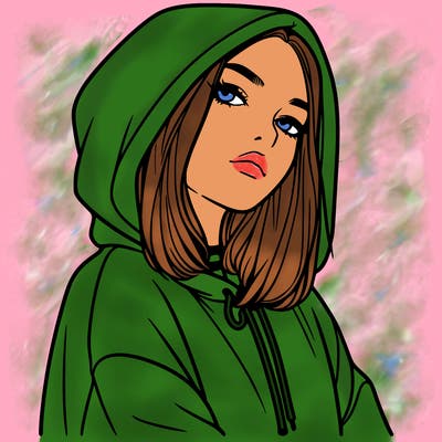 a realistic girl in a hoodie