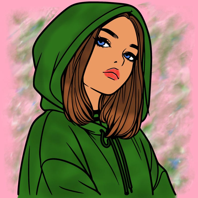 a realistic girl in a hoodie