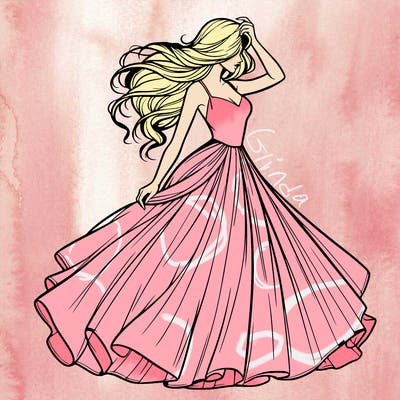 realistic woman with dress flowing in the wind