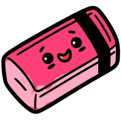 an eraser with a smile