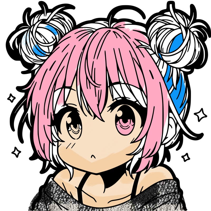 a manga girl with messy small buns