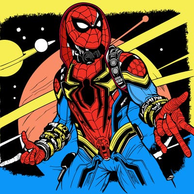 realistic spider-man and space