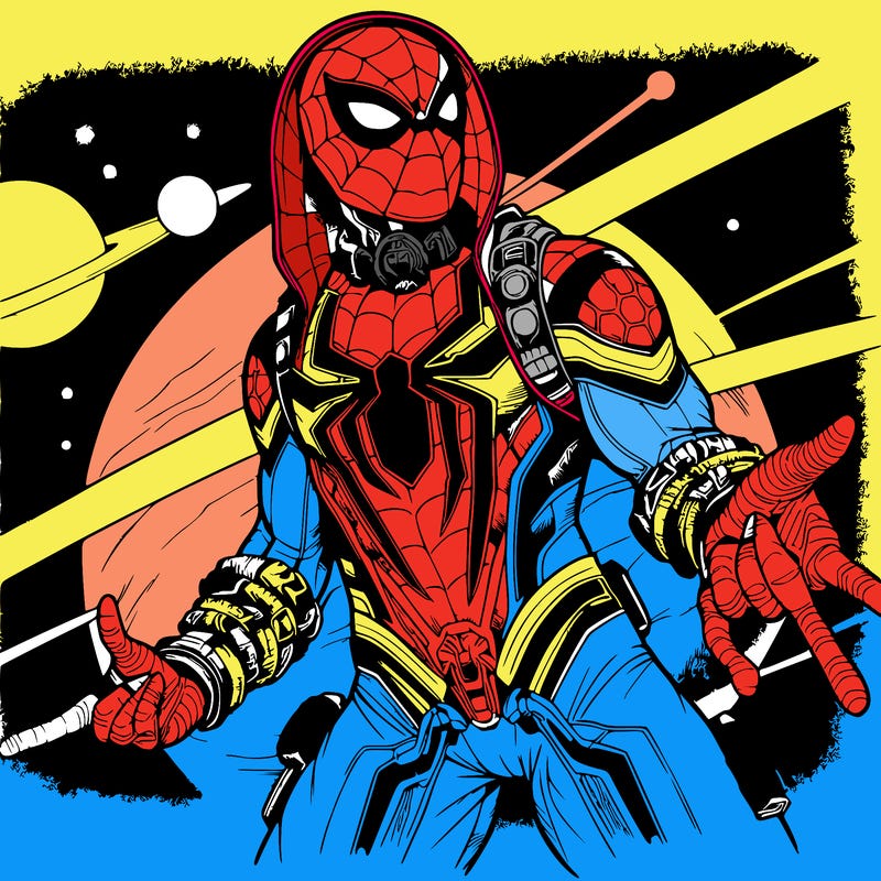 realistic spider-man and space