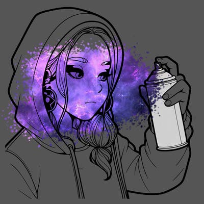 a realistic girl, spray painting