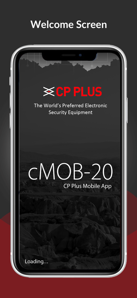 cMOB-20 - Welcome screen for the cMOB-20 CP PLUS mobile surveillance application
