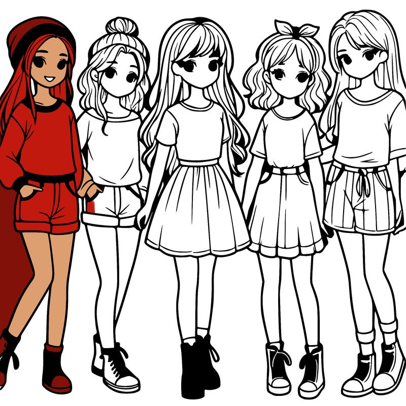 a group of five girls