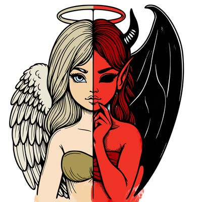 realistic angel half demon