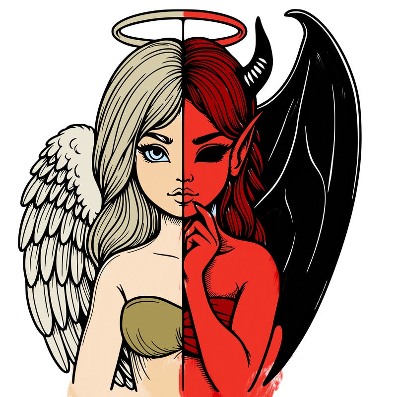 realistic angel half demon