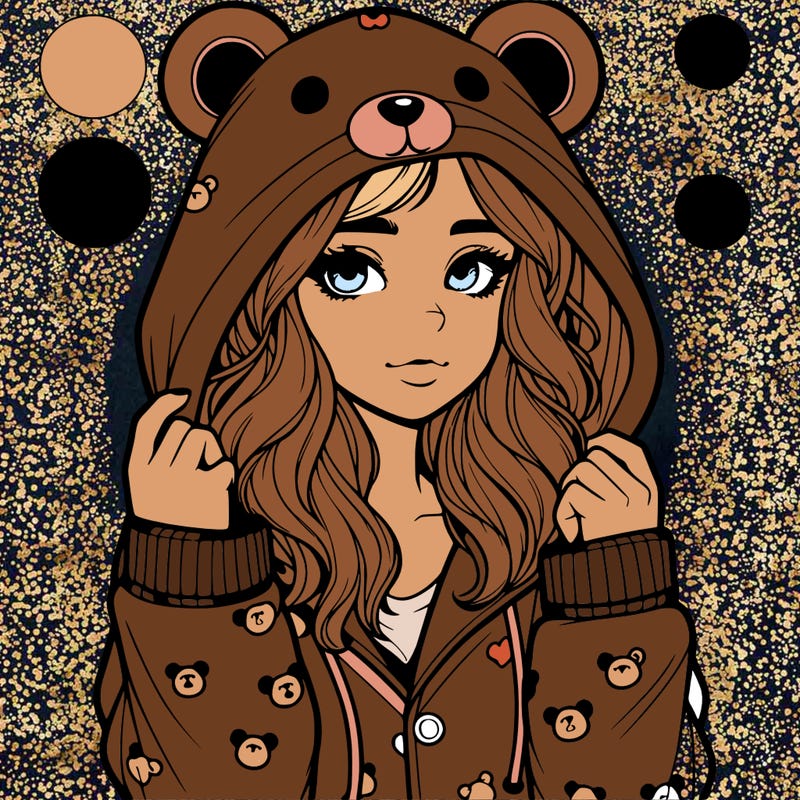 realistic girl in a animal pjs hoodie