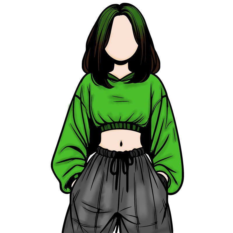 realistic girl faceless with baggy pants and a crop top