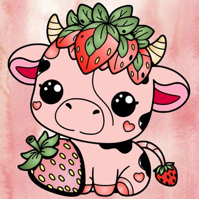 cute strawberry cow