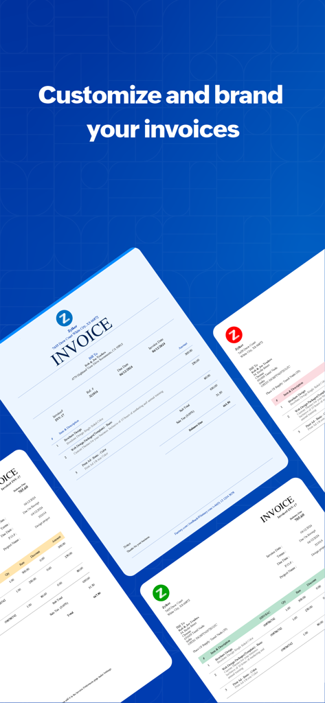 Professional branded invoice templates with customizable logos and layouts