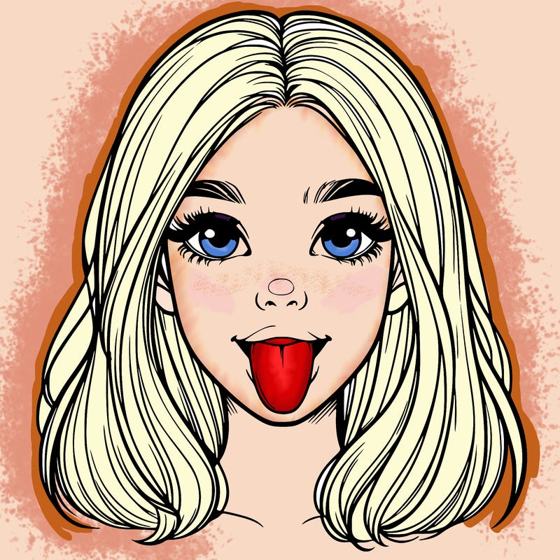 realistic girl with her tongue out