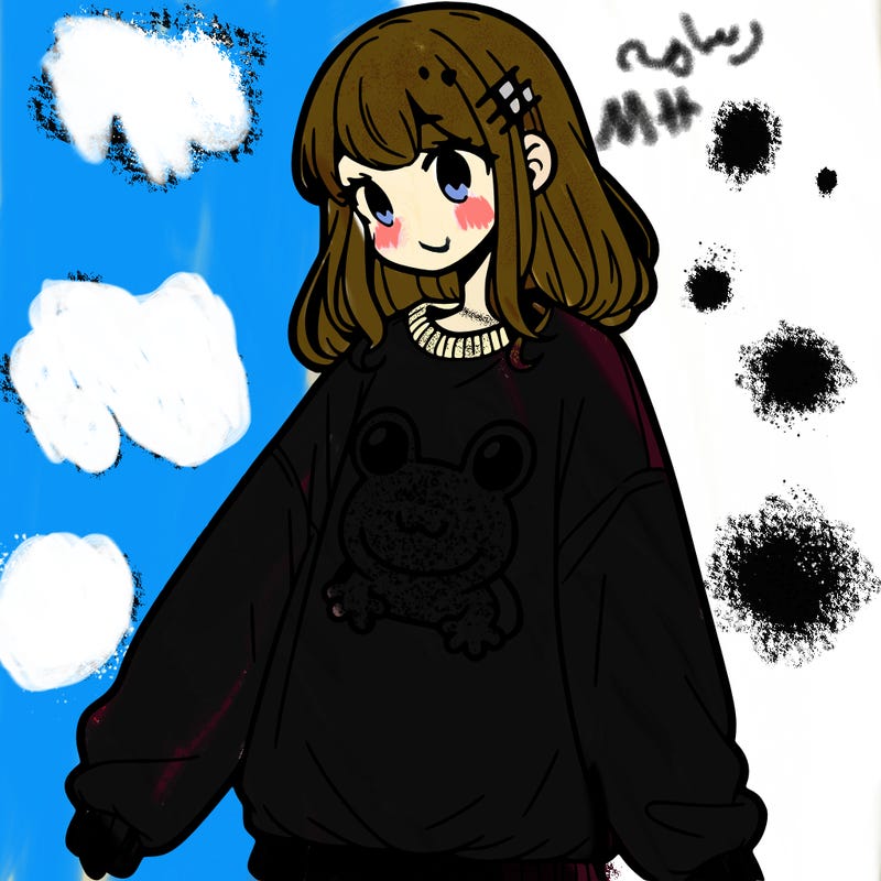 girl wearing frogging sweatshirt