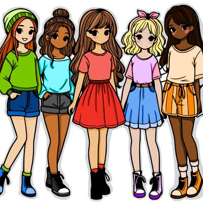 a group of five girls