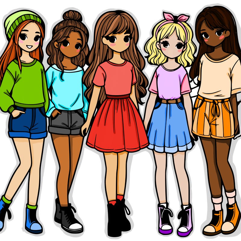 a group of five girls