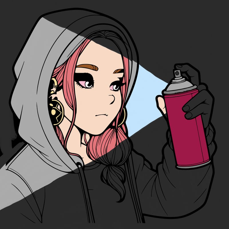 a realistic girl, spray painting