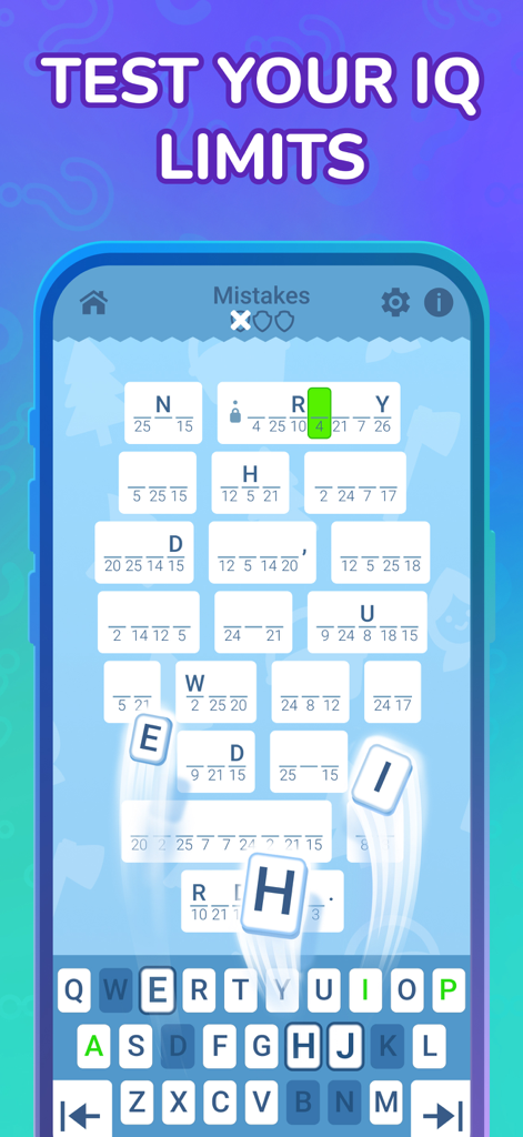 Worder: Logic Word Search Game - Gameplay of Worder showing a logic word puzzle with letters and numbers to decode a quote