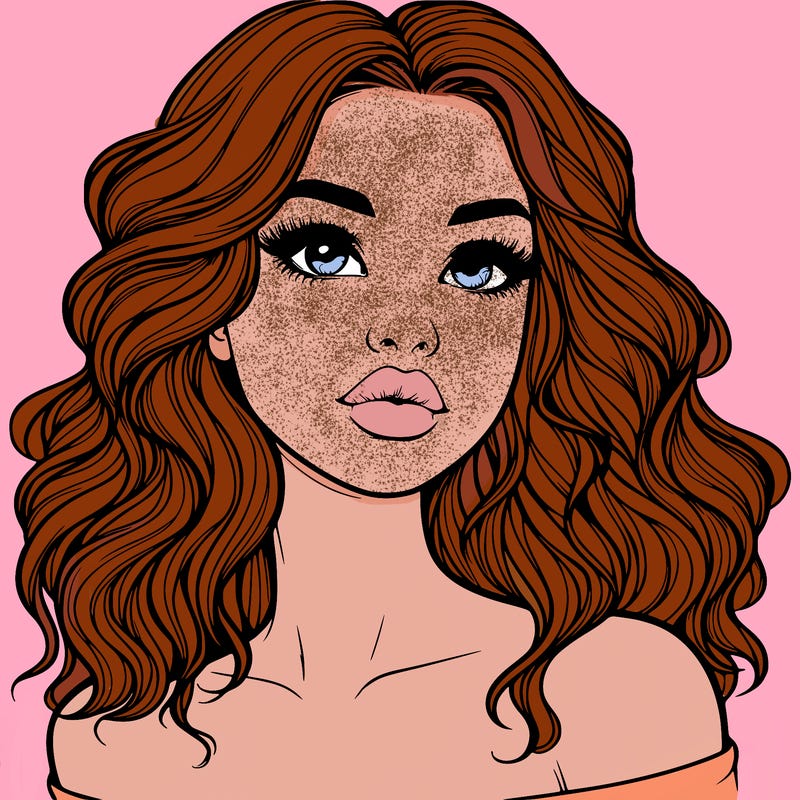 realistic girl with wavy hair and lips