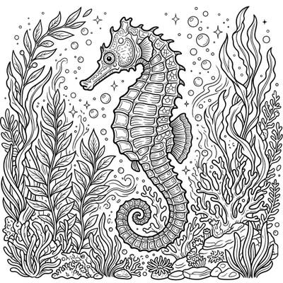 Embark on an artistic journey with this captivating Common Seahorse coloring page, crafted especially for teens who love intricate designs. Unleash your creativity as you bring this detailed underwater scene to life with your favorite colors.