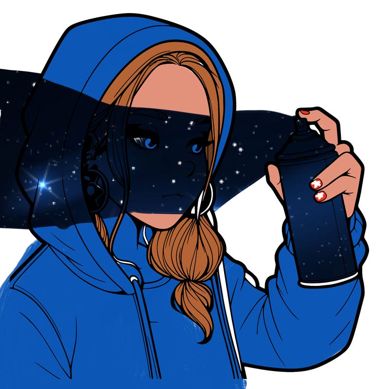 a realistic girl, spray painting