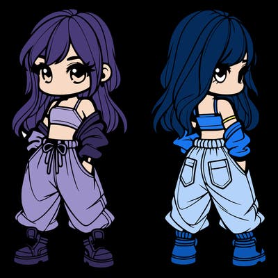 girl in crop top and baggy pants