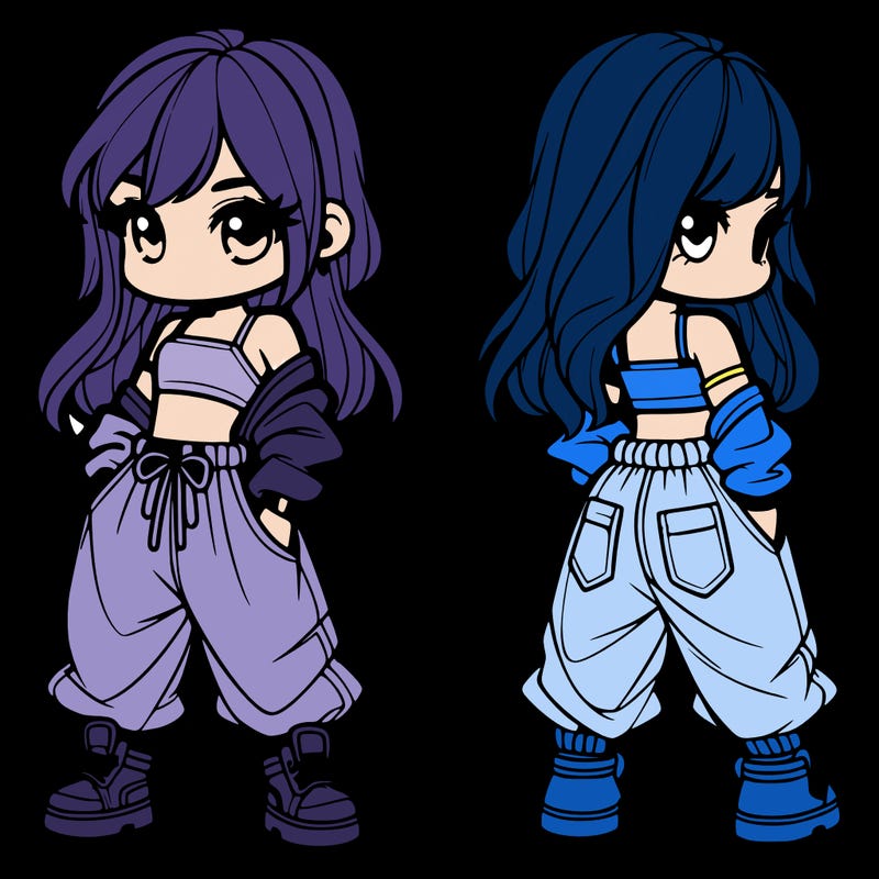 girl in crop top and baggy pants