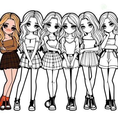 a group of girls realistic