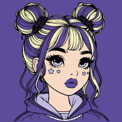 realistic girl with space buns