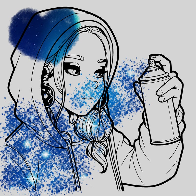 a realistic girl, spray painting