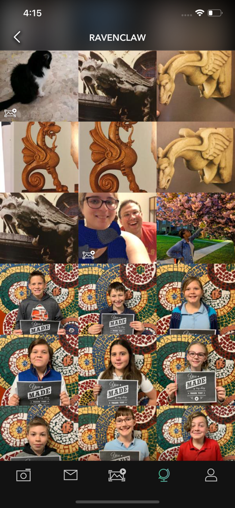 Lifeprint Printers - A photo and video feed in the Lifeprint app showing a grid of personal memories and portraits