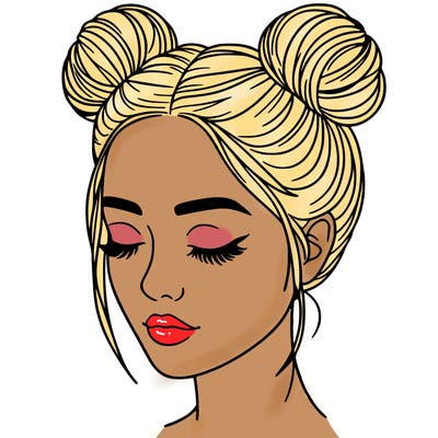 woman with hair buns