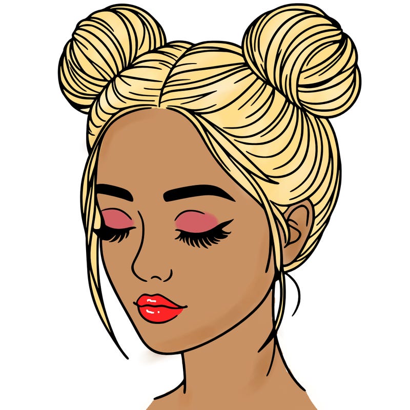 woman with hair buns
