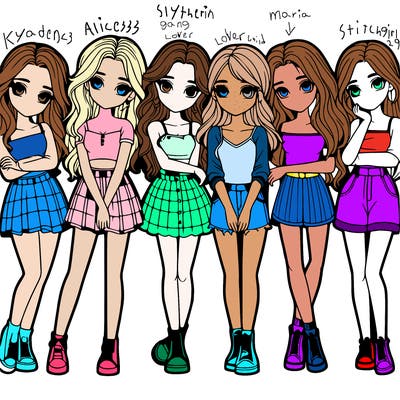 a group of girls realistic