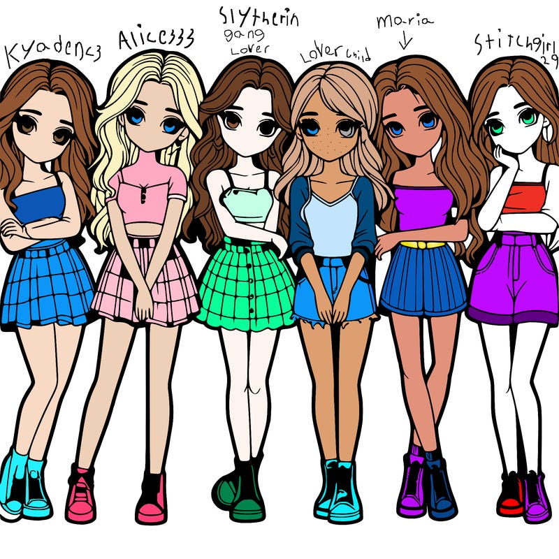 a group of girls realistic