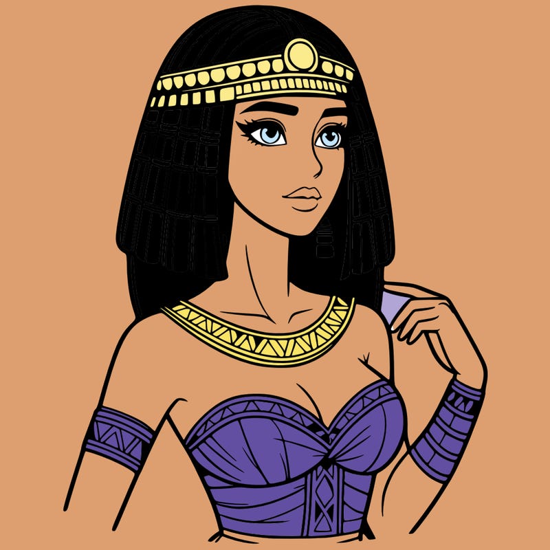 realistic woman wearing a cleopatra costume