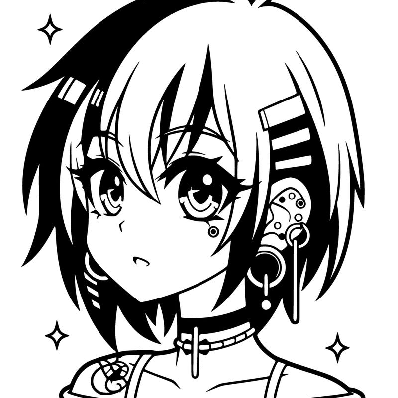 mujer de anime con pirsins emo