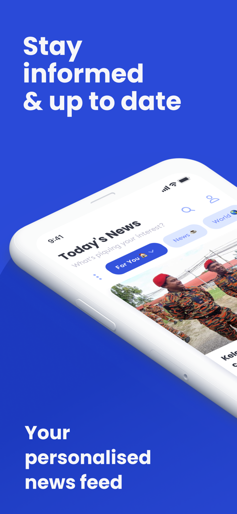 Lumi News app showing a personalized news feed on a smartphone screen