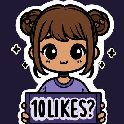 cute girl that is holding a sign that says 10 likes?