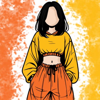 realistic girl faceless with baggy pants and a crop top