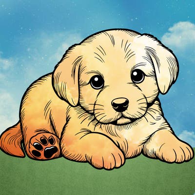 a cute realistic puppy