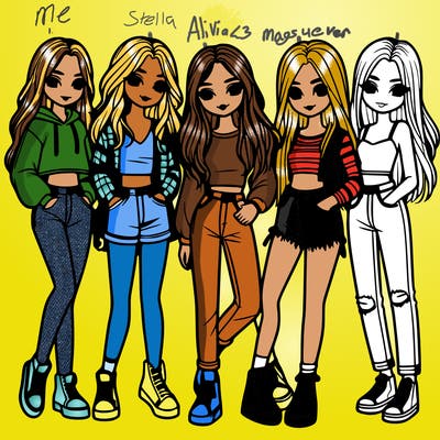 5 girls friends standing