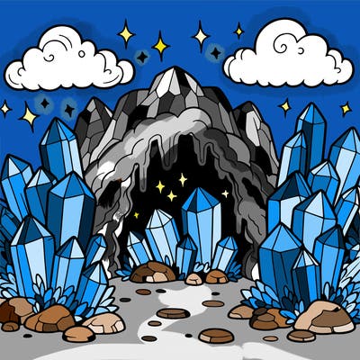 a cave with magic crystals