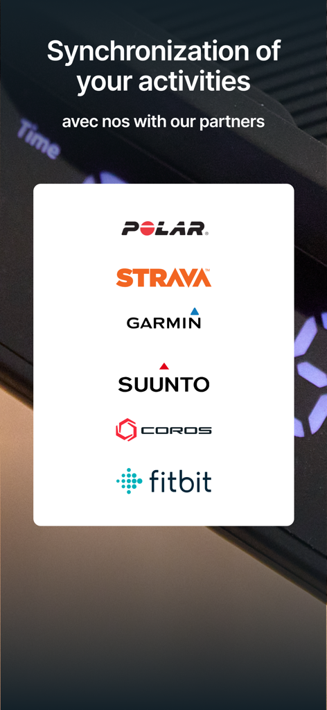 Domyos E Connected - Synchronisation de l'activité Domyos E Connected avec les partenaires Strava, Garmin et Fitbit