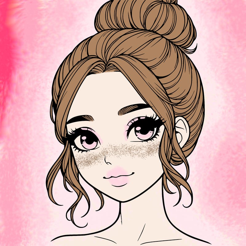 realistic pretty girl with hair in bun