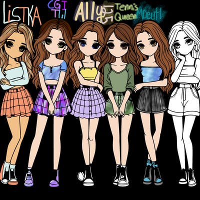 a group of girls realistic