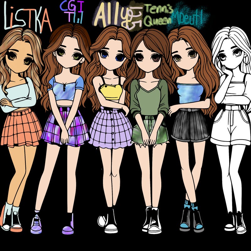 a group of girls realistic